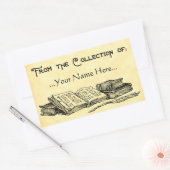 古書集からクイル蔵書票 長方形シール (封筒)