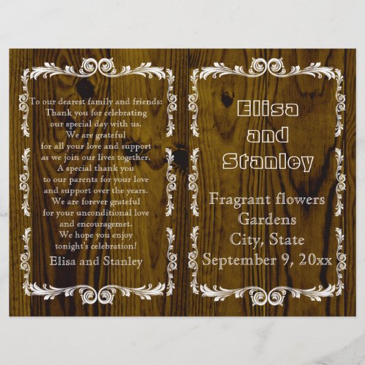 古木とヴィンテージのフレームの結婚式プログラム2 (正面)