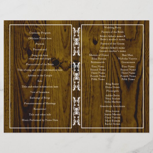 古木とヴィンテージのフレームの結婚式プログラム2 (裏面)