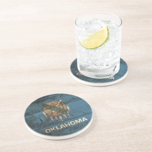 古木目のオクラホマ州旗 コースター (側面)