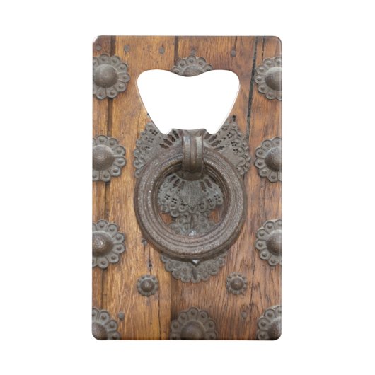 古木製ドアの金属ノッカー クレジットカード栓抜き (裏面)