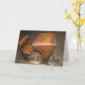 古木製学生用机と椅子用カード カード (黄色い花)