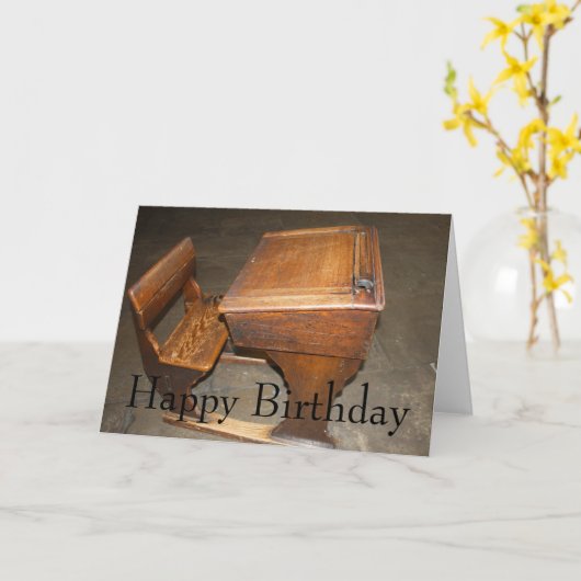 古木製学生用机と椅子用カード カード (黄色い花)