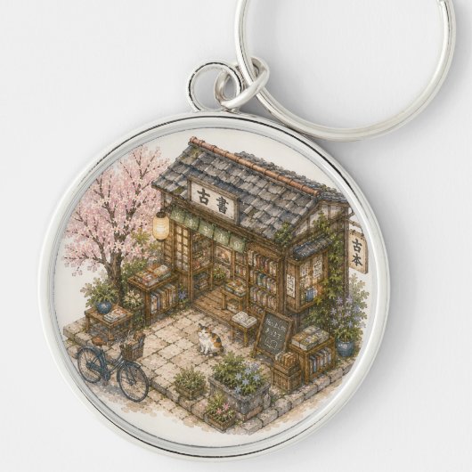古本屋の水彩画 キーホルダー (正面)
