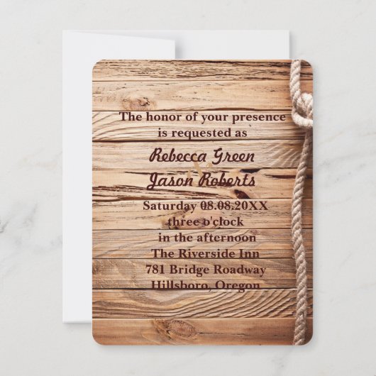 古材の木製のカウボーイ・ブーツ　ウェスタンカントリーウェディング 招待状 (裏面)