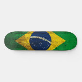 古材木のブラジル国旗 スケートボード (横)