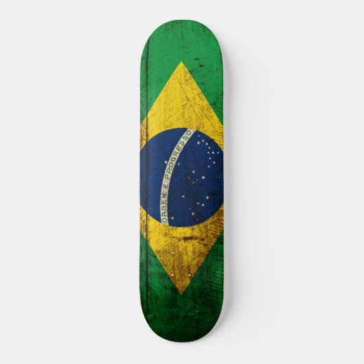 古材木のブラジル国旗 スケートボード (正面)