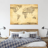 古楽譜の世界地図 キャンバスプリント (インサイチュ (寝室))