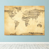 古楽譜の世界地図 キャンバスプリント (インサイチュ (ウッドフロア))