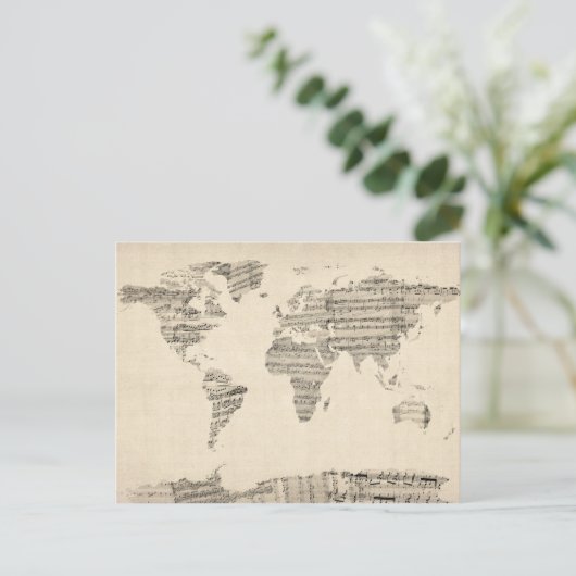 古楽譜の世界地図 ポストカード (スタンド正面)