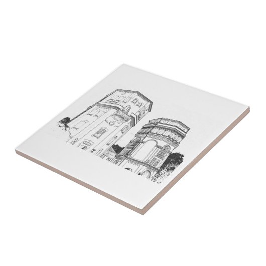 古水塔建築スケッチ タイル (側面)