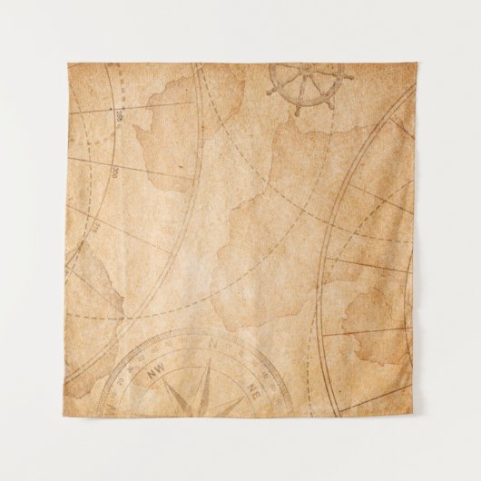 古海賊の宝地図背景，宝物，v タペストリー (正面)