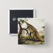 古生代の恐竜、板竜が木を食べる 缶バッジ (正面&裏面)