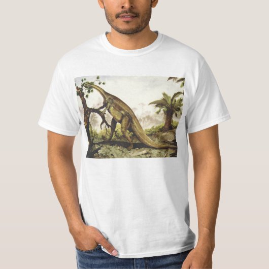 古生代の恐竜、板竜が木を食べる Tシャツ (正面)