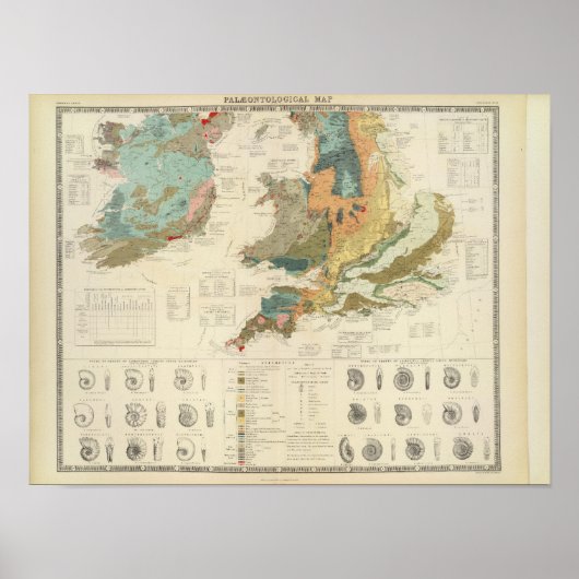 古生物学地図イギリス諸島 ポスター (正面)