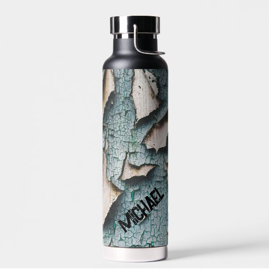 古素朴い青絵を描緑の木名前をカスタムする ウォーターボトル (左面)