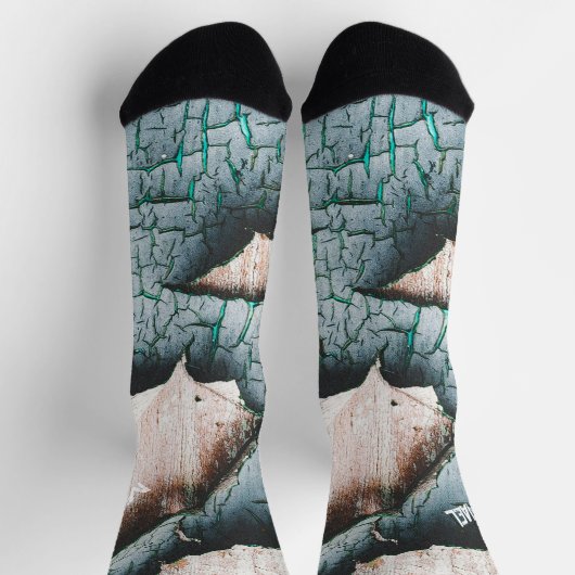 古素朴い青絵を描緑の木名前をカスタムする ソックス (上部)