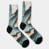 古素朴い青絵を描緑の木名前をカスタムする ソックス (右)