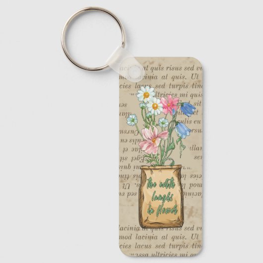 古素朴紙文字ベースのフローラ国クール キーホルダー (正面)