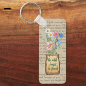 古素朴紙文字ベースのフローラ国クール キーホルダー (正面)