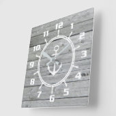 古素朴航海の材のいかり及び船舶用車輪 スクエア壁時計 (傾斜)
