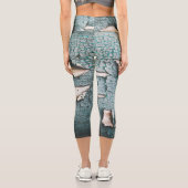 古素朴色の青緑の剥絵を描木 カプリレギンス (裏面)