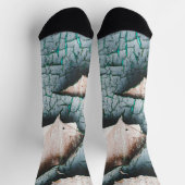 古素朴色の青緑の剥絵を描木 ソックス (上部)