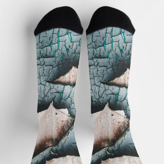 古素朴色の青緑の剥絵を描木 ソックス (上部)