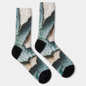 古素朴色の青緑の剥絵を描木 ソックス (右)