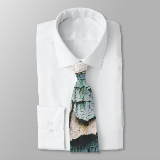 古素朴色の青緑の剥絵を描木 ネクタイ (タイ)