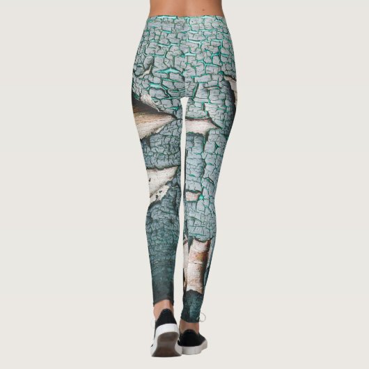 古素朴色の青緑の剥絵を描木 レギンス (裏面)