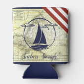 古航海のい地図/ボート/シルエット/いかり 缶クーラー (裏面)