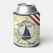 古航海のい地図/ボート/シルエット/いかり 缶クーラー (缶裏面)