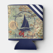 古航海のい地図/ボート/シルエット/いかり 缶クーラー (裏面)