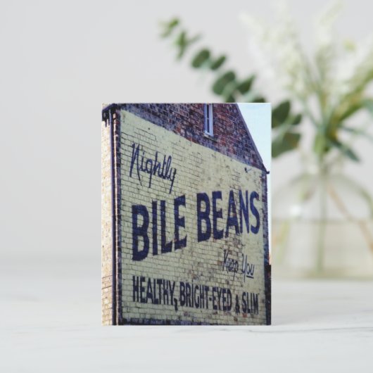古色彩の鮮やかいBile Beansの看板はがき ポストカード (スタンド正面)