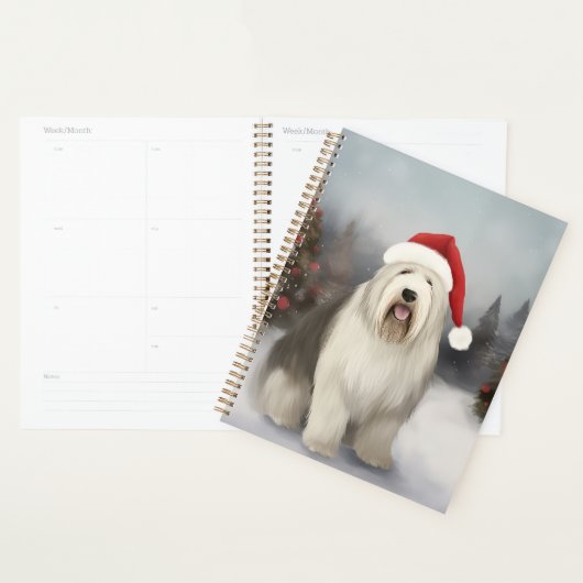 古英シェパード犬と雪のクリスマス プランナー手帳 (ディスプレー)