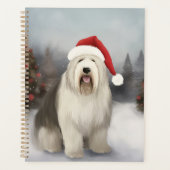古英シェパード犬と雪のクリスマス プランナー手帳 (正面)