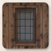 古茶色の節だらけの木の扉 コースター (正面)