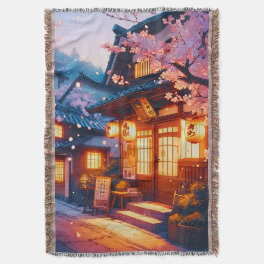 古都日本の桜夜 スローブランケット (正面縦)