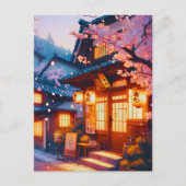 古都日本の桜夜 ポストカード (正面)