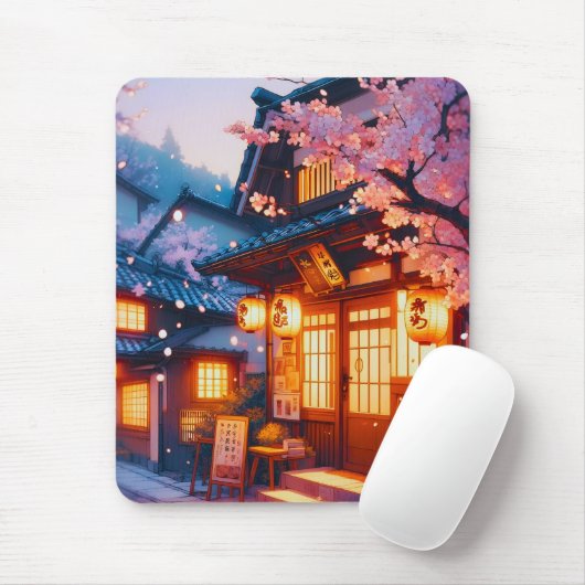古都日本の桜夜 マウスパッド (マウス)