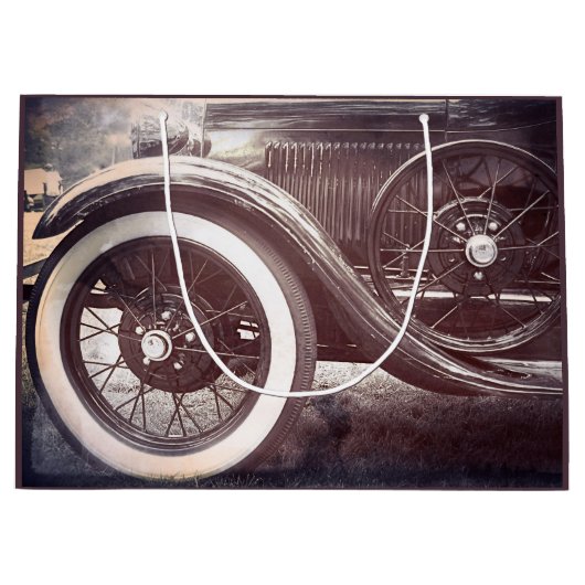 古顔のクラシックカー ラージペーパーバッグ (正面)