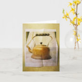 古風で上品なヴィンテージ銅やかん カード (黄色い花)