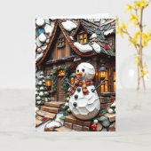 古風とクリスマス魅力的モザイク カード (黄色い花)