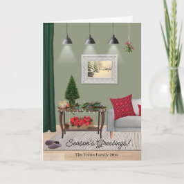 古風なクリスマスシーンを折り畳み カード