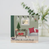 古風なクリスマスシーン カード (スタンド正面)