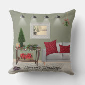 古風なクリスマスシーン クッション (正面)