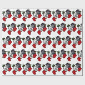 古風なクリスマスタイル猫 ラッピングペーパー (フラット)