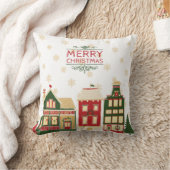 古風なクリスマスビレッジスノーフレーク クッション (ブランケット)