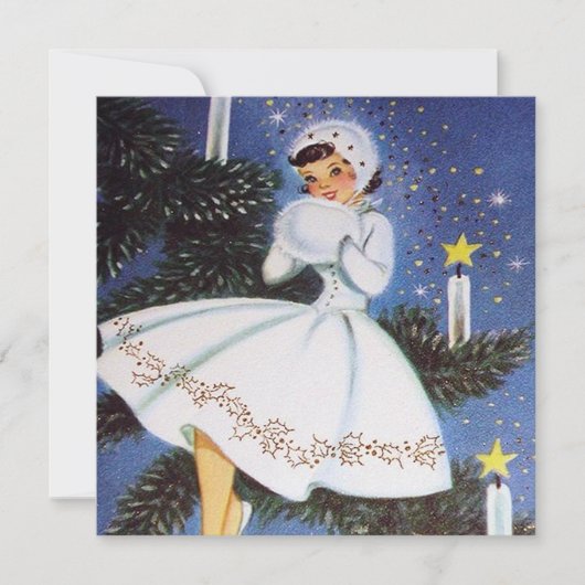 古風なクリスマス・レディーに情報を加える 招待状 (正面)